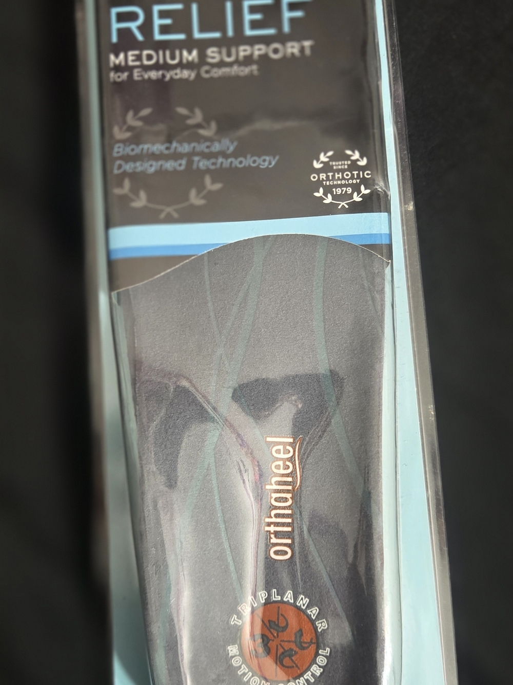 Relief Medium Support Orthotic Insoles - Black